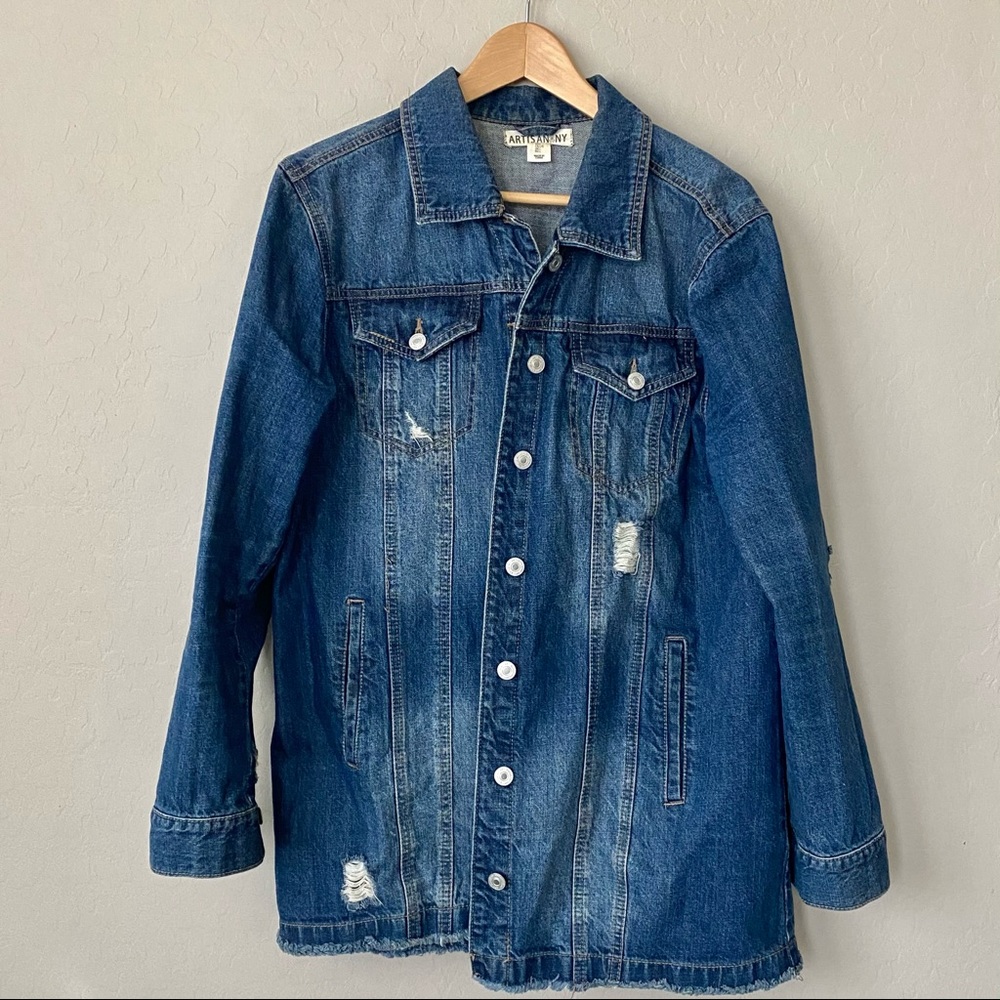 Jean Distressed Long Jacket